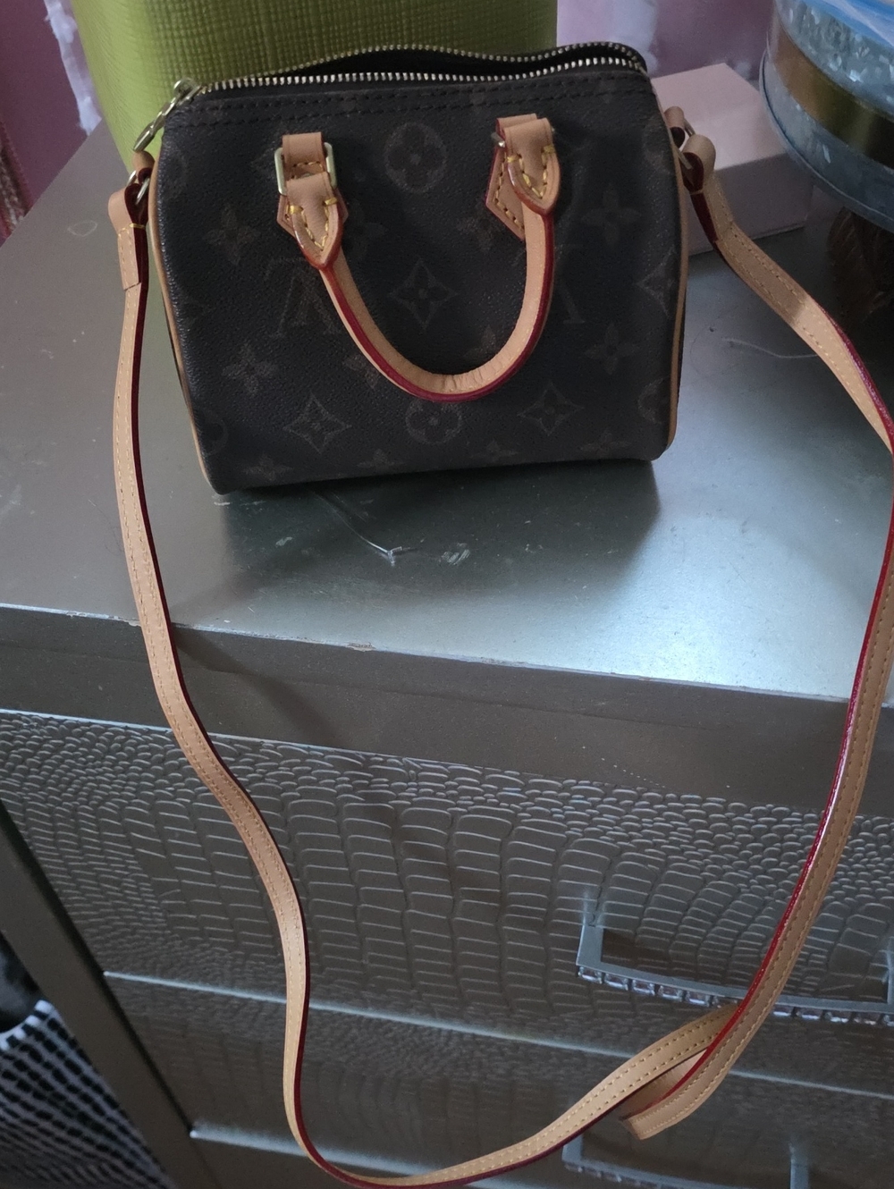 Designer-Style Brown Monogram Mini Satchel Crossbody